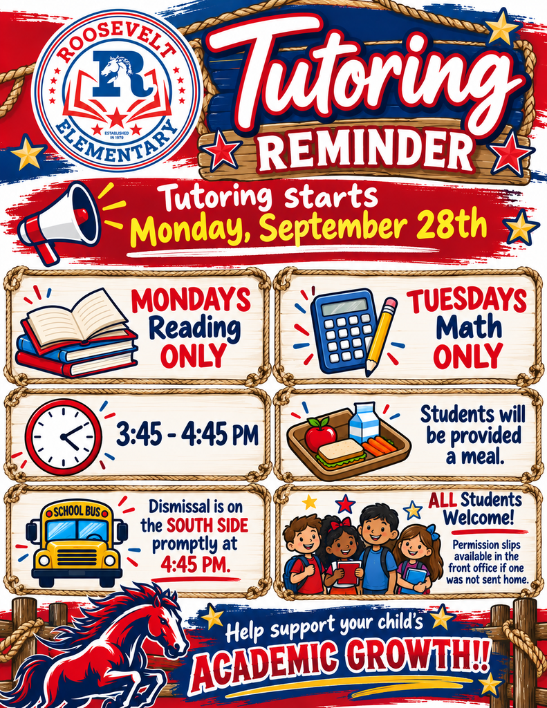 Tutoring Reminder - Tutoring Starts this Monday, September 28th!