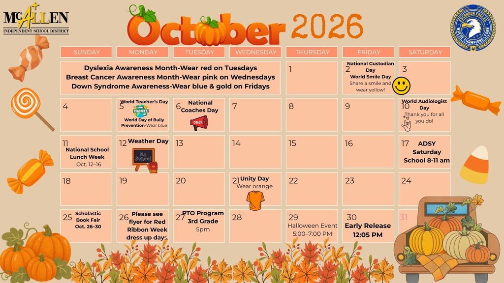 October Calendar of Events