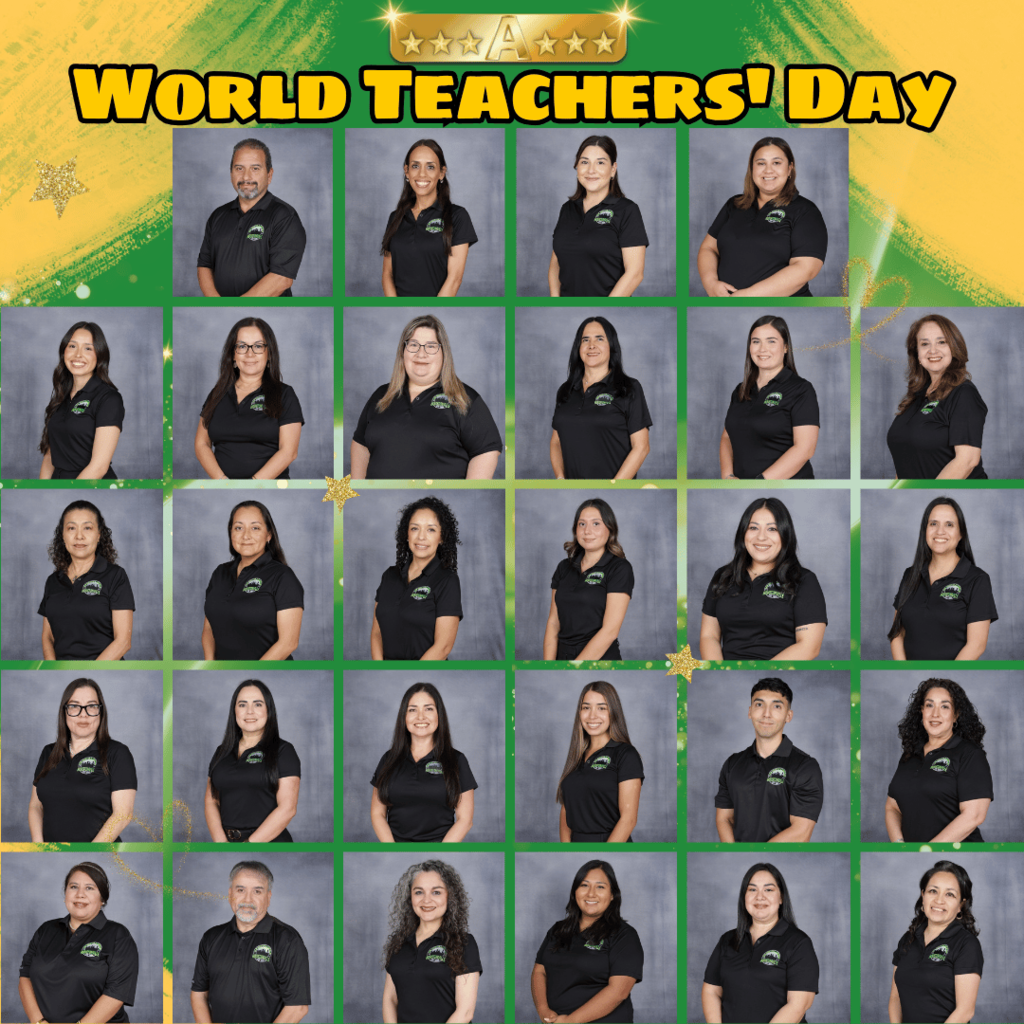 Flyer for World Teachers' Day with Image of Teachers in English