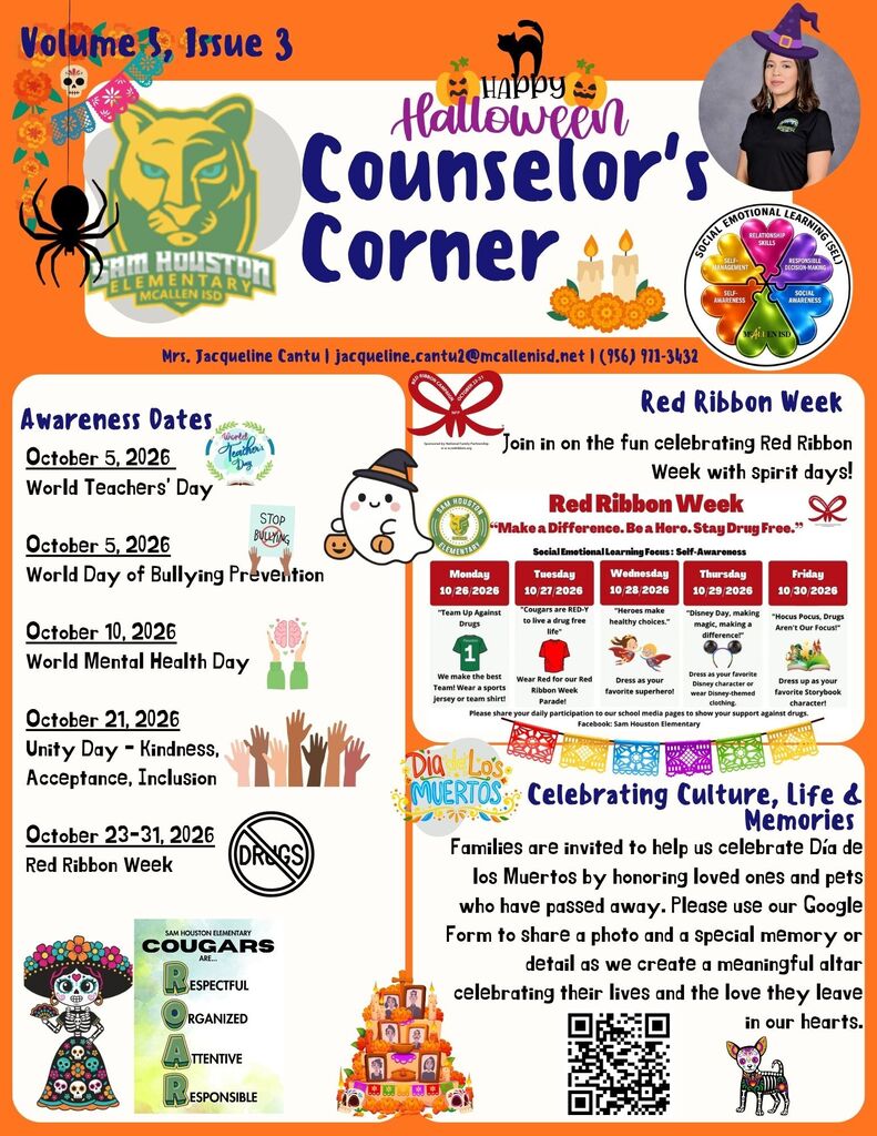 Flyer for Counselor's Corner Newsletter in English