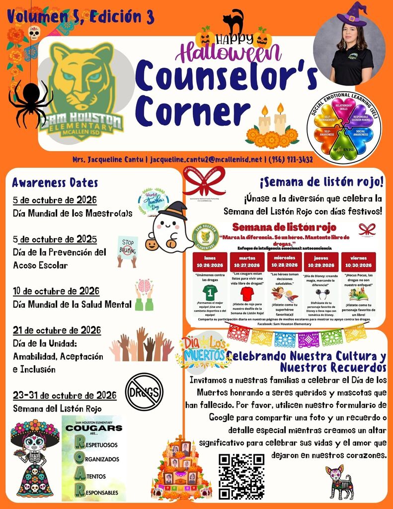 Flyer for Counselor's Corner Newsletter in Spanish