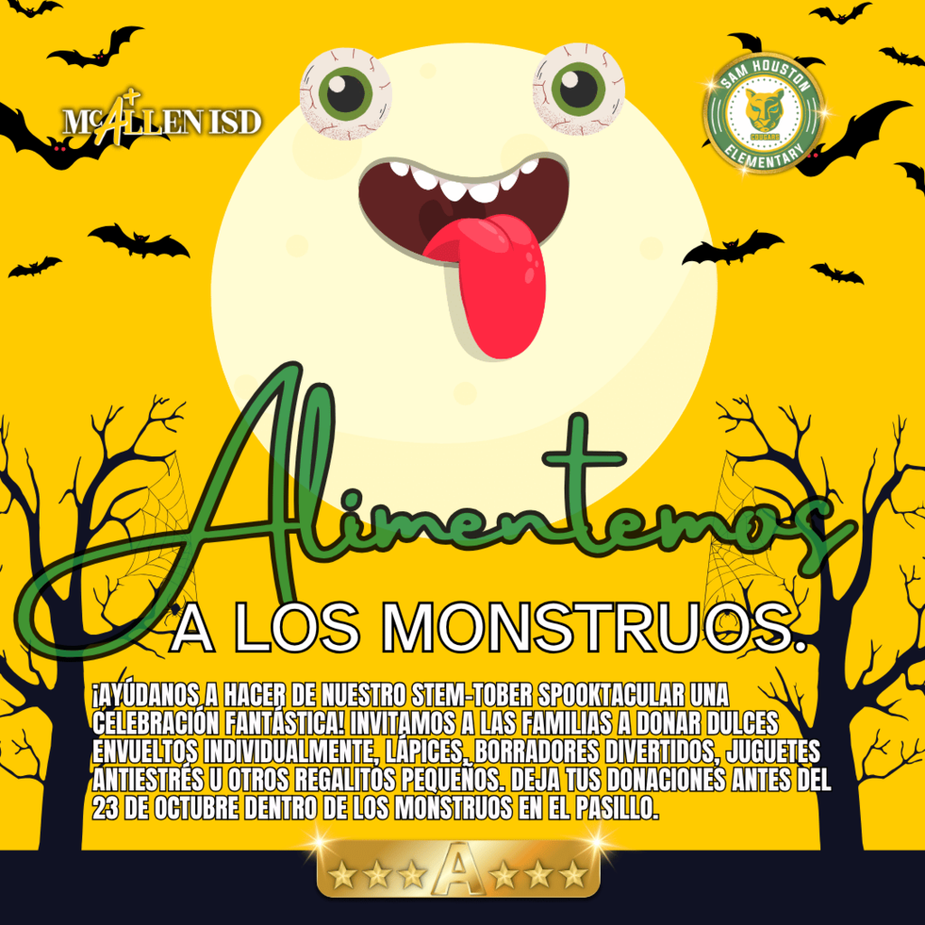 Flyer for Feed the Monsters in Spanish