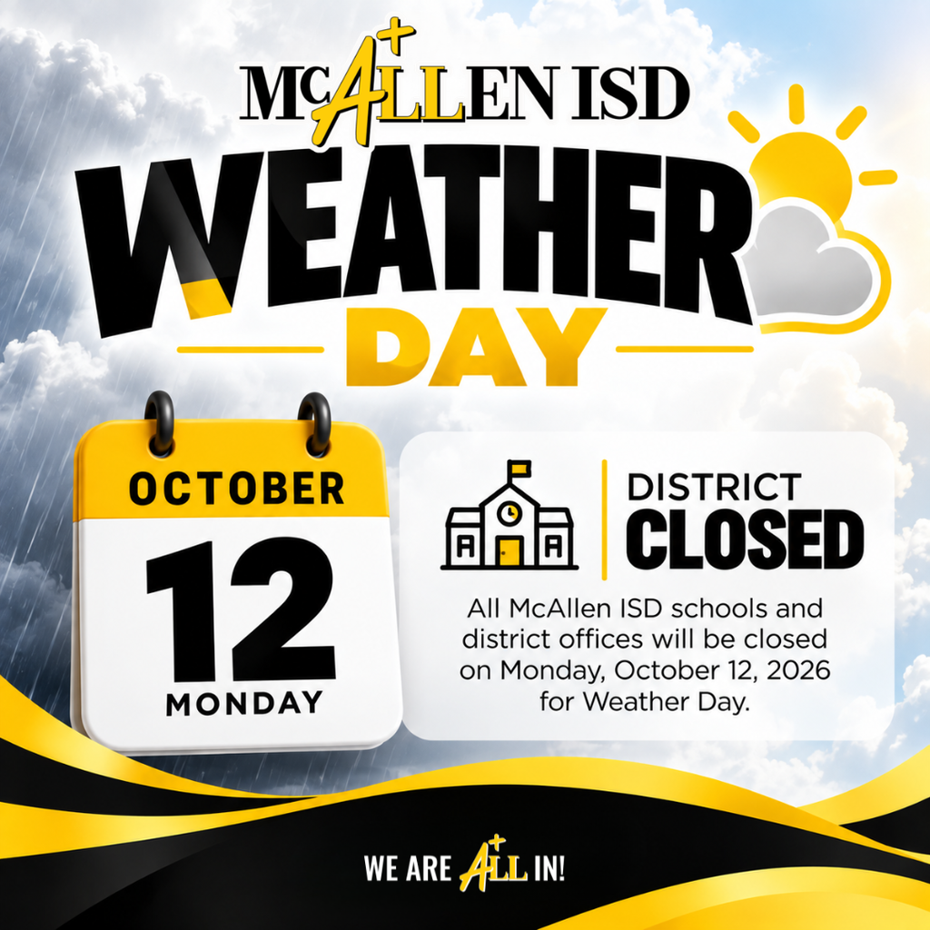 Weather Day Monday, October 12 District Closed