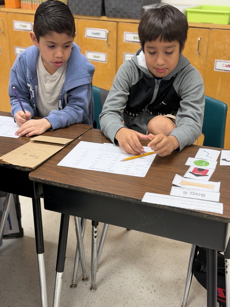 Students working on main idea activity.