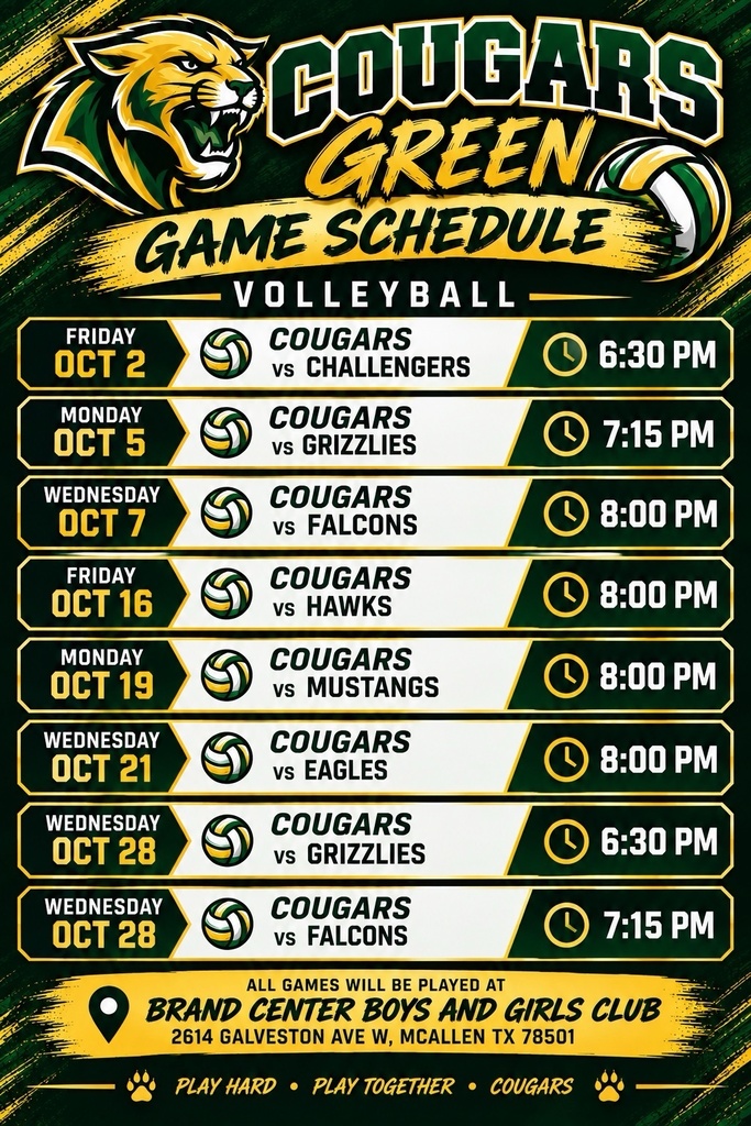 Flyer for Game Schedule in English