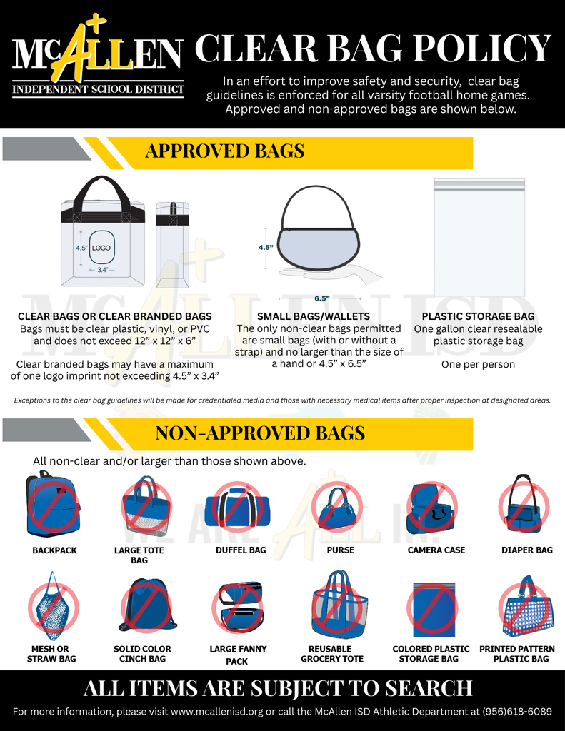 Clear Bag Policy for Fall Festival