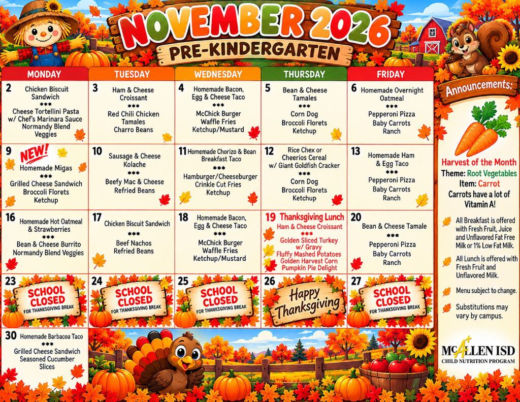 Prek Menu