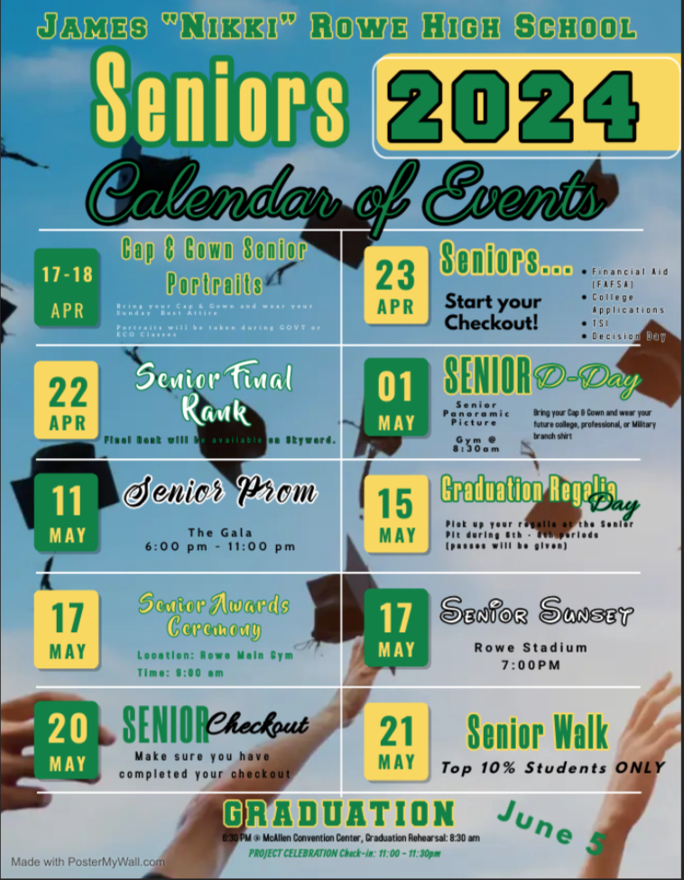 2024 Nikki Rowe Senior Schedule of Upcoming Events
