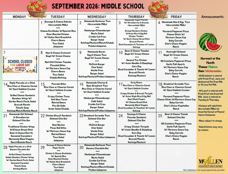 September Menu