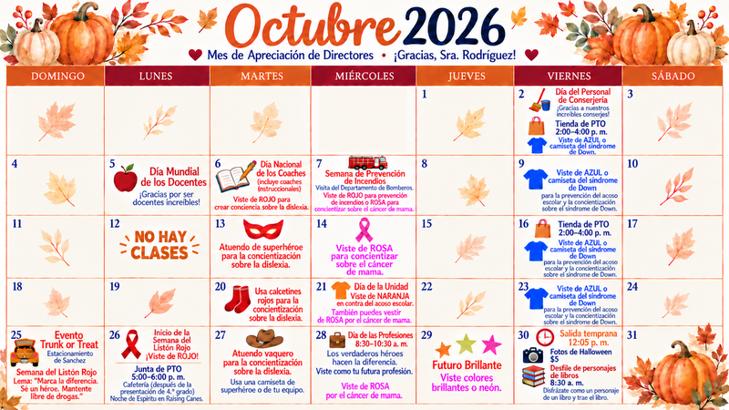 Calendario de octubre