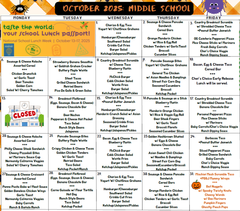 October Menu