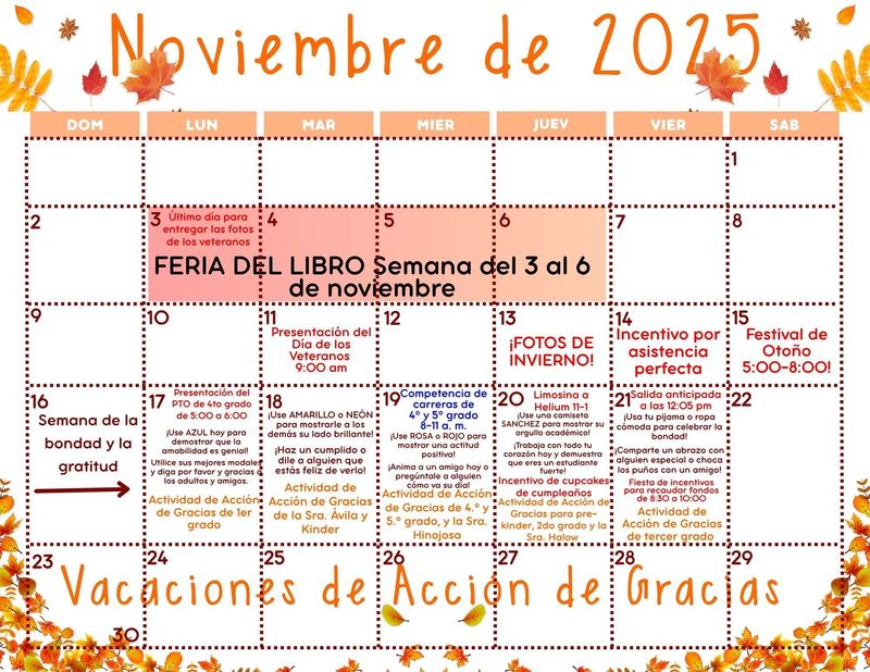 Calendario de noviembre