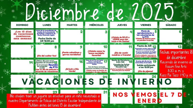 Calendario de diciembre