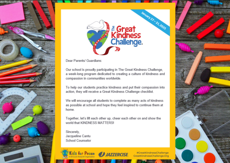 The Great Kindness Challenge Picture of Letter in English