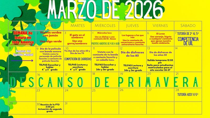 Calendario de marzo