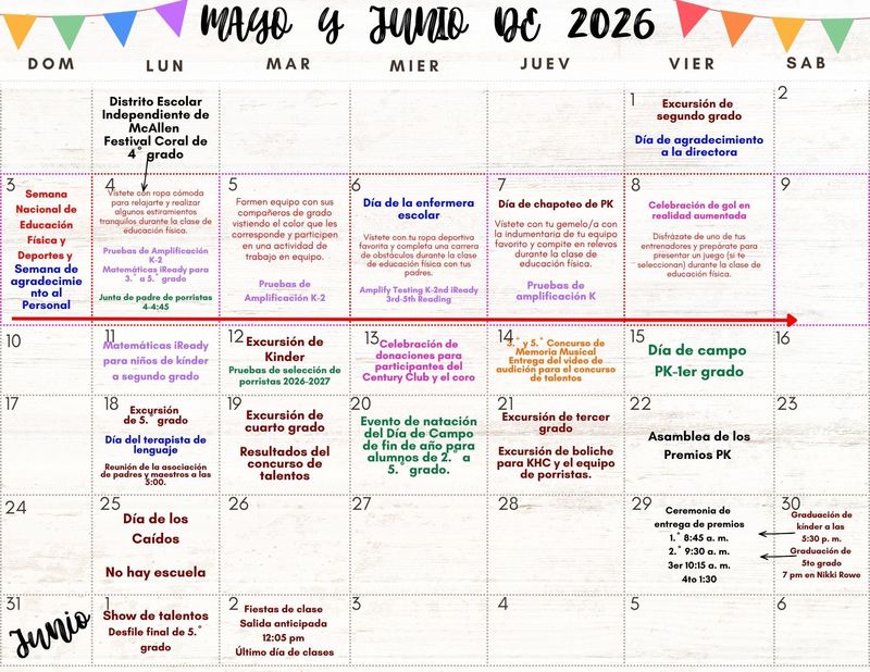 Calendar Mayo & Junio
