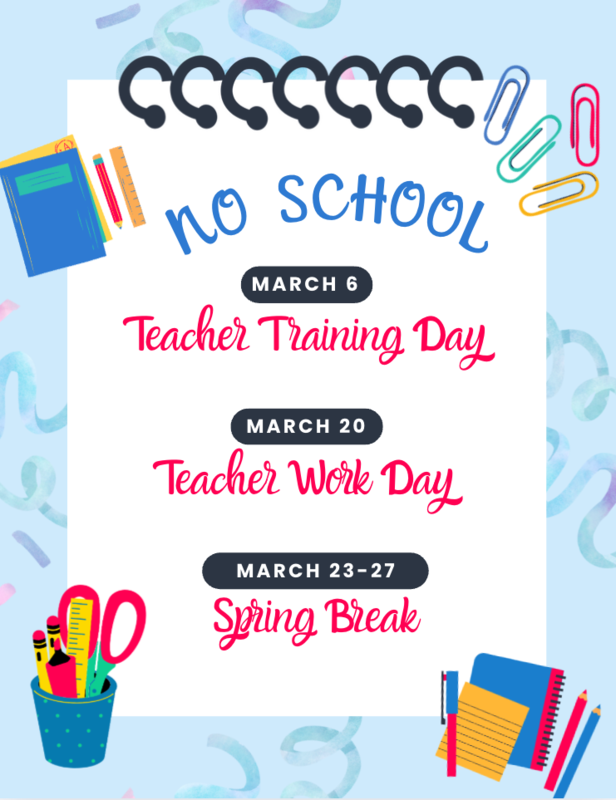 March No School Days