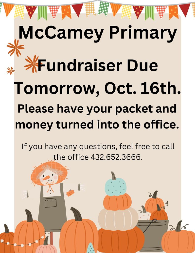 Fundraiser due Tomorrow, Oct. 16th.