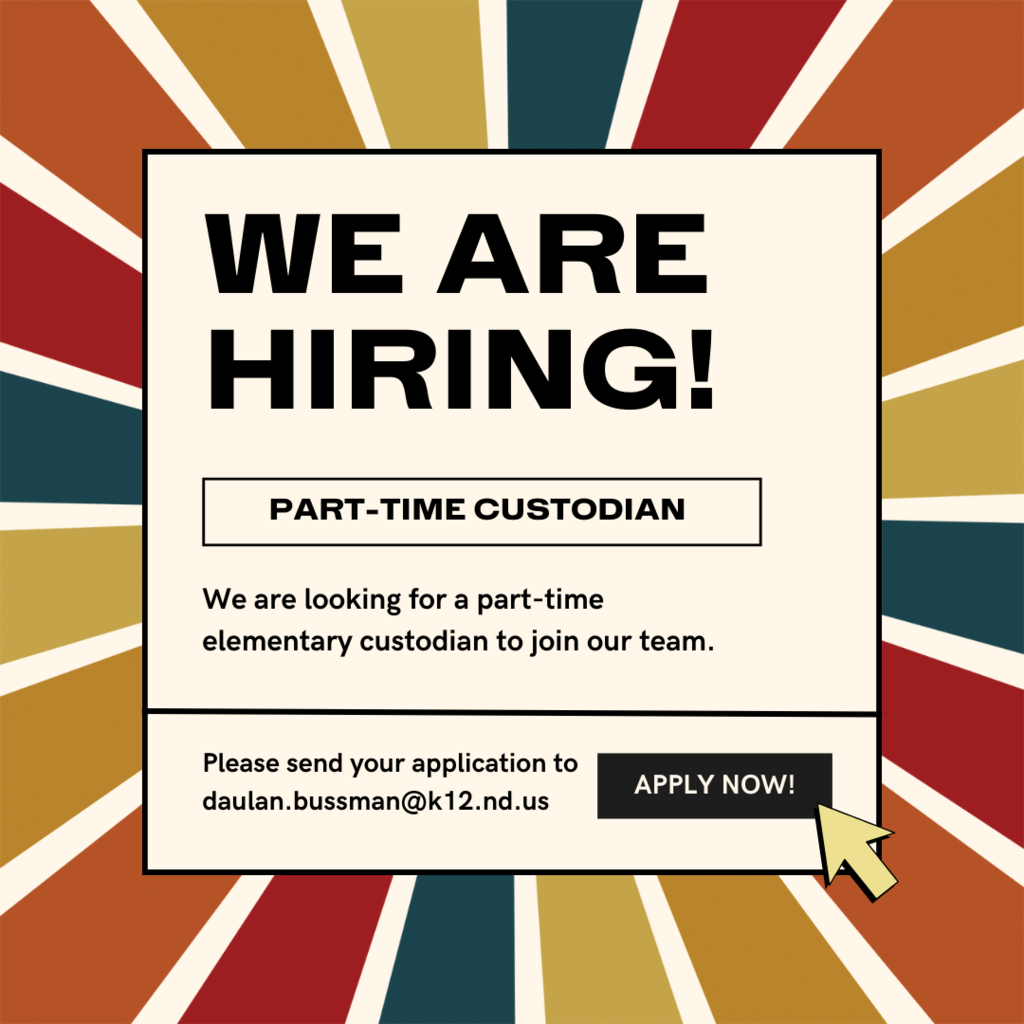 We are hiring for a part-time elementary custodian