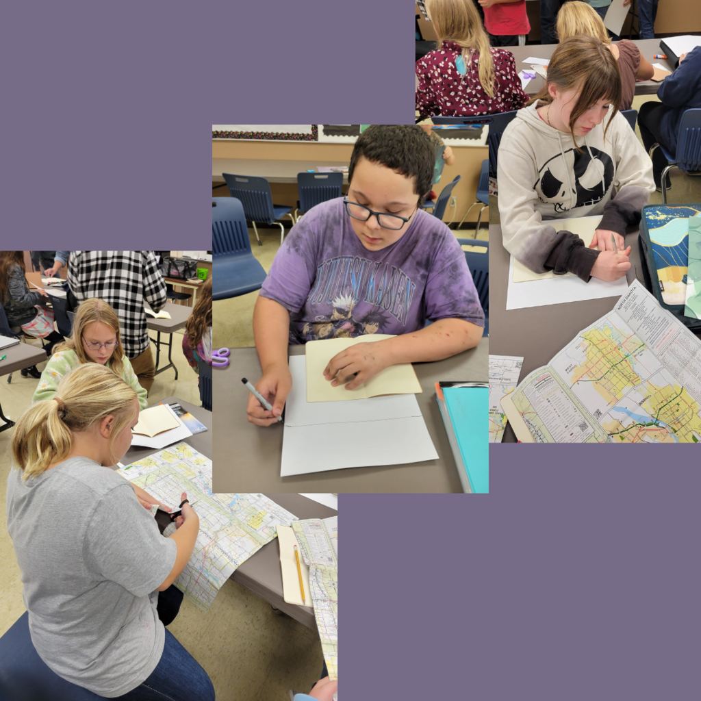 Junior high students designing sketchbook covers