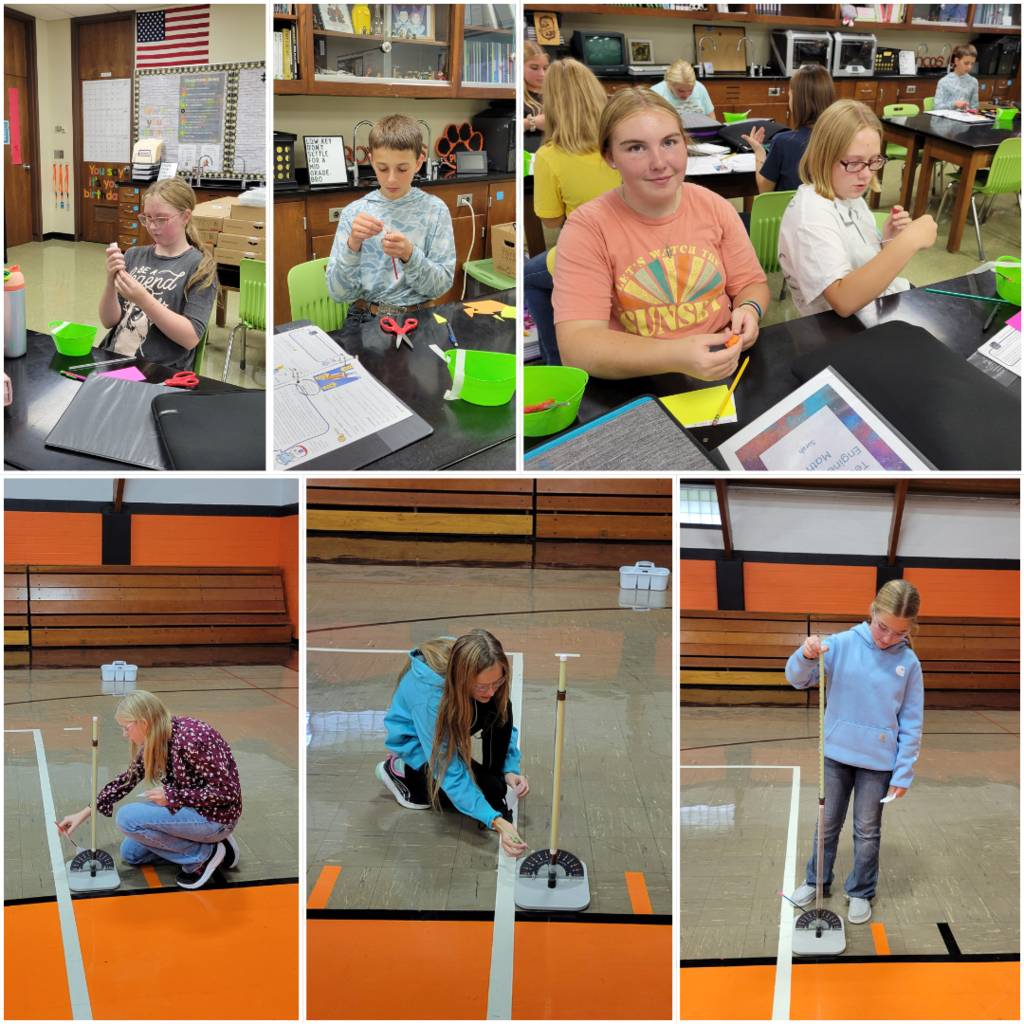 Junior high students building and testing straw rockets