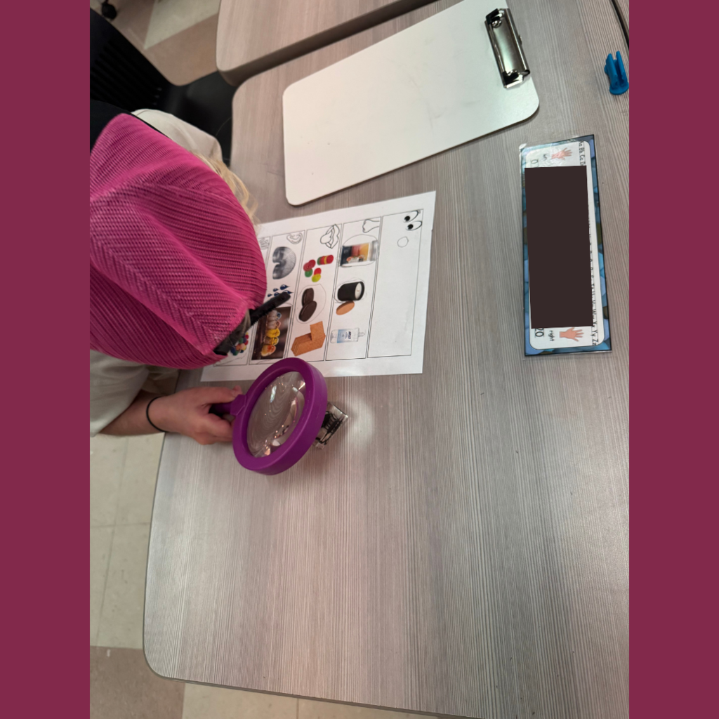 Kindergarten students learning about the five senses