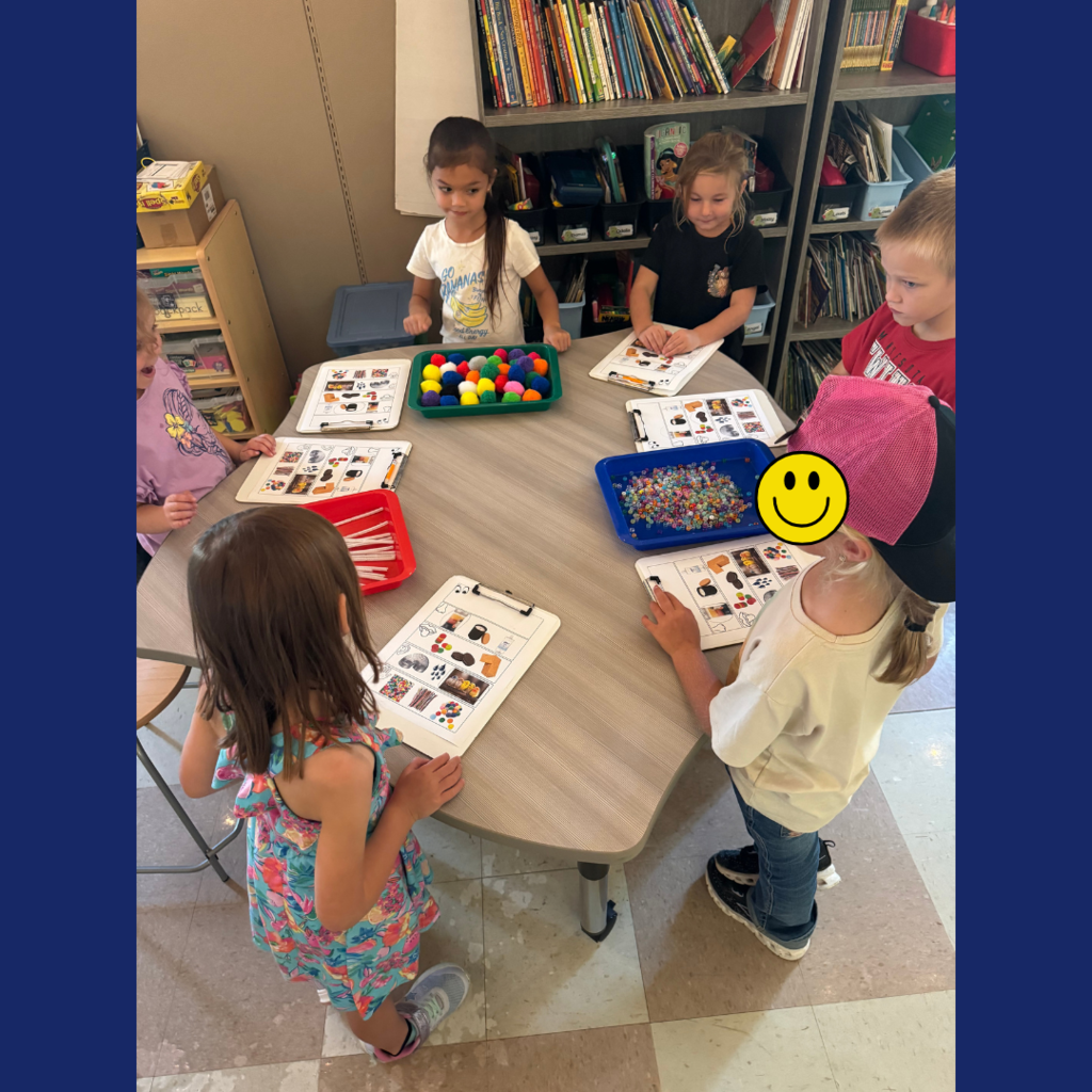 Kindergarten students learning about the five senses