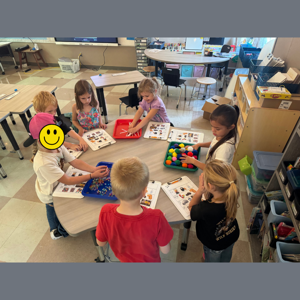 Kindergarten students learning about the five senses