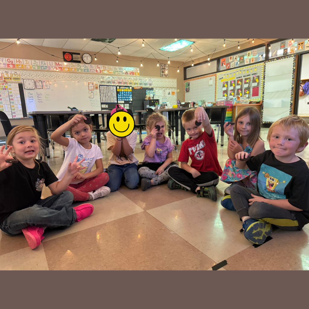Kindergarten students learning about the five senses