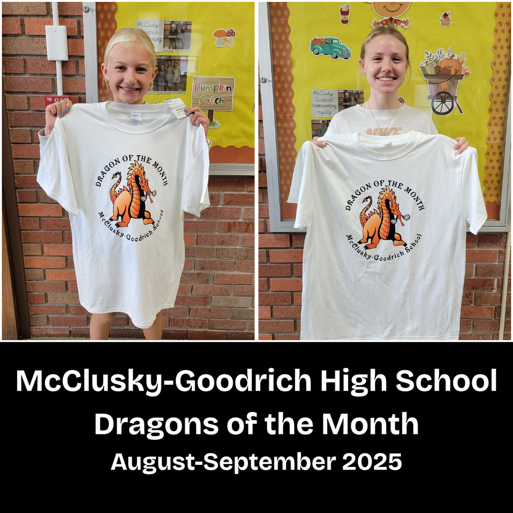 High school students posing with Dragon of the Month t-shirts