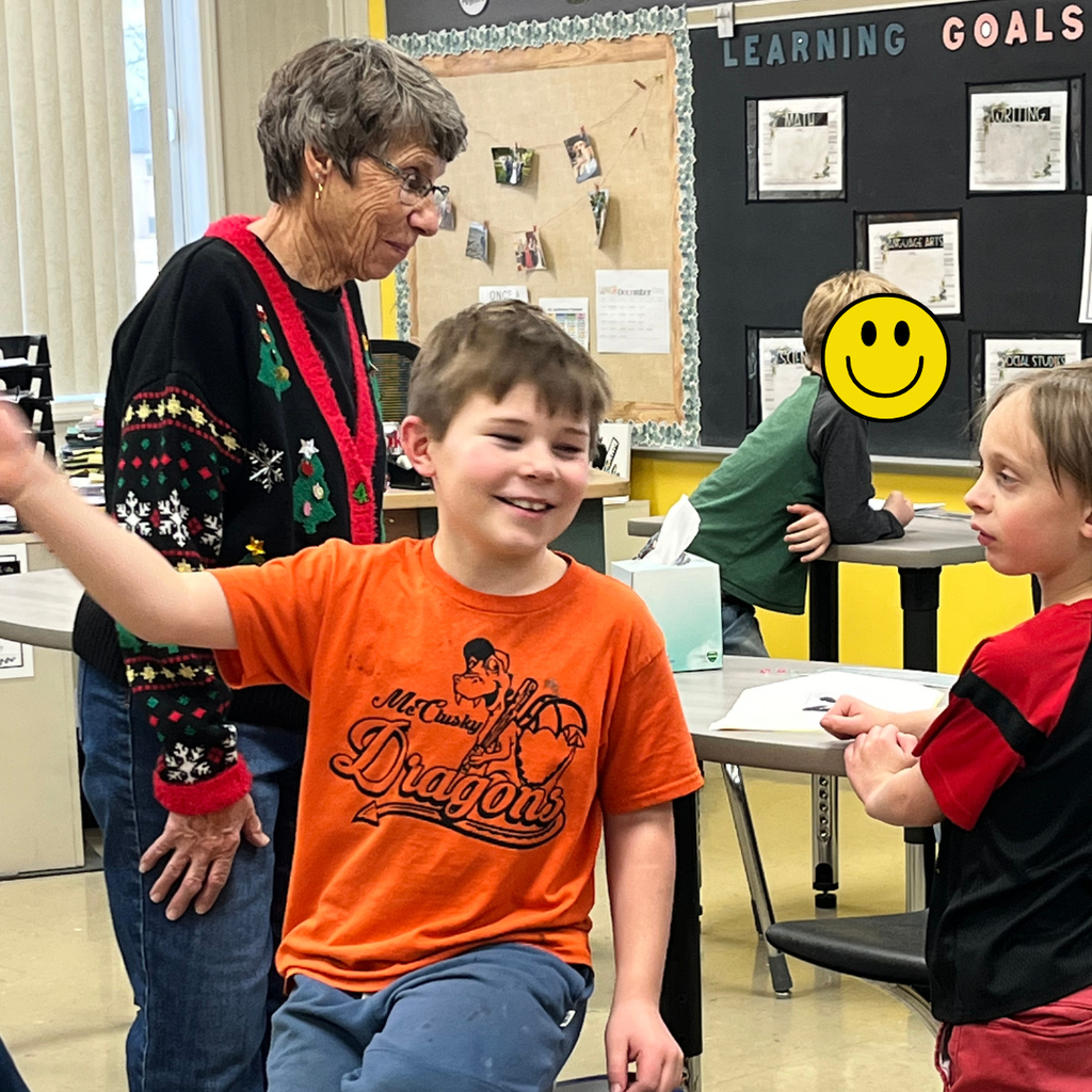 Elementary students smiling
