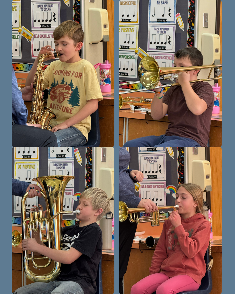 Elementary students getting fitted for instruments