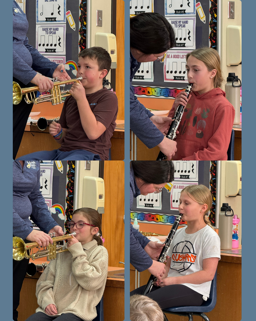Elementary students getting fitted for instruments