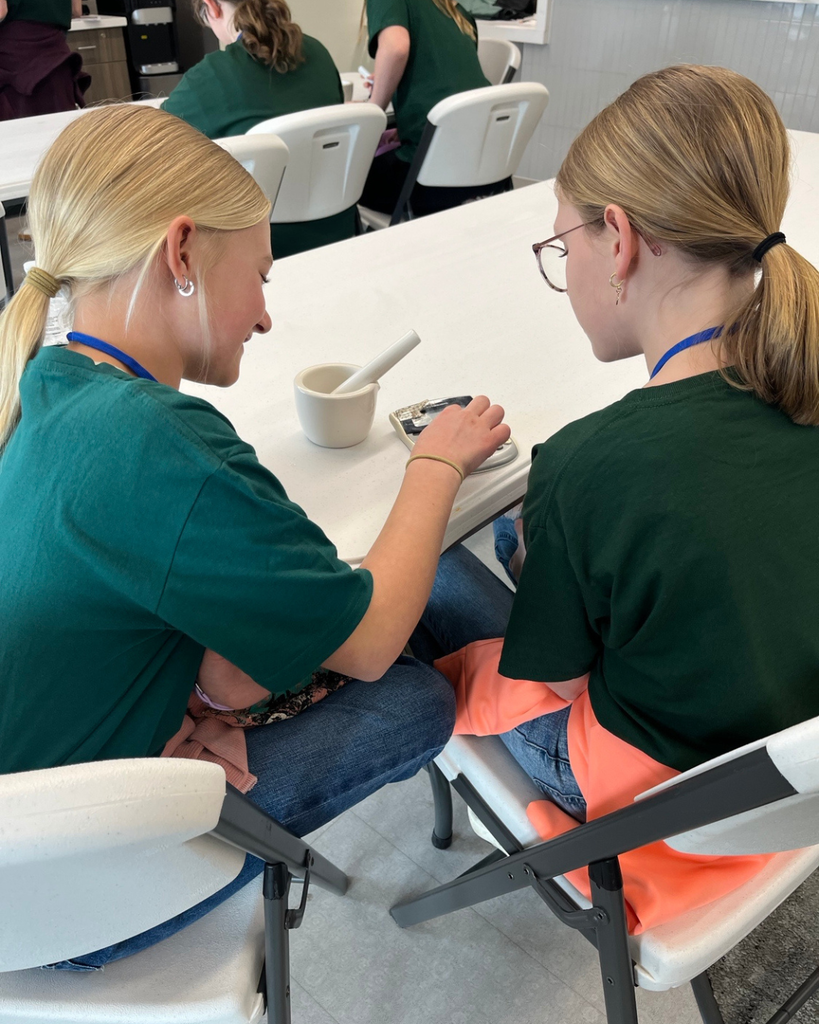 Two junior high students learning about nursing careers