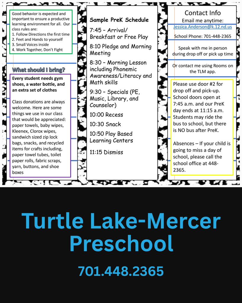 Turtle Lake-Mercer Preschool Flier