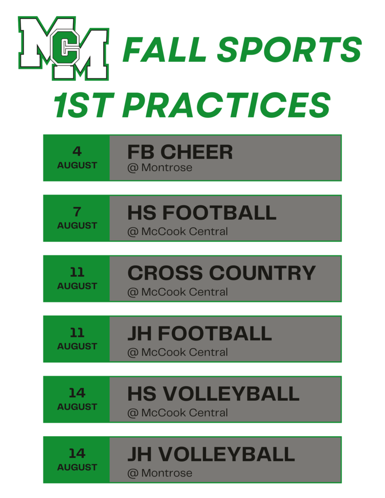 MCM Fall Sports 1st Practices