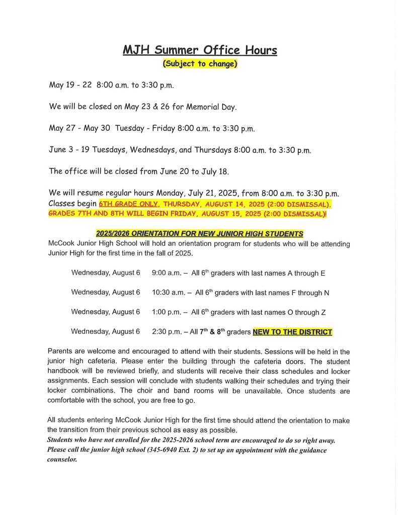 Summer Hours