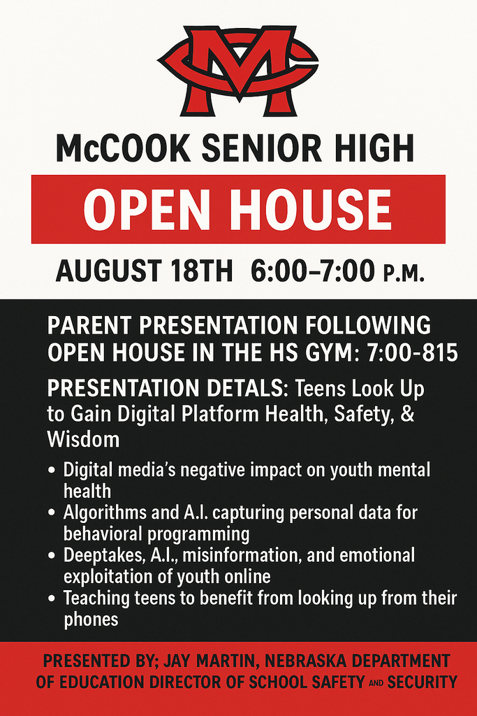 McCook Senior High Open House & Digital Safety Parent Presentation