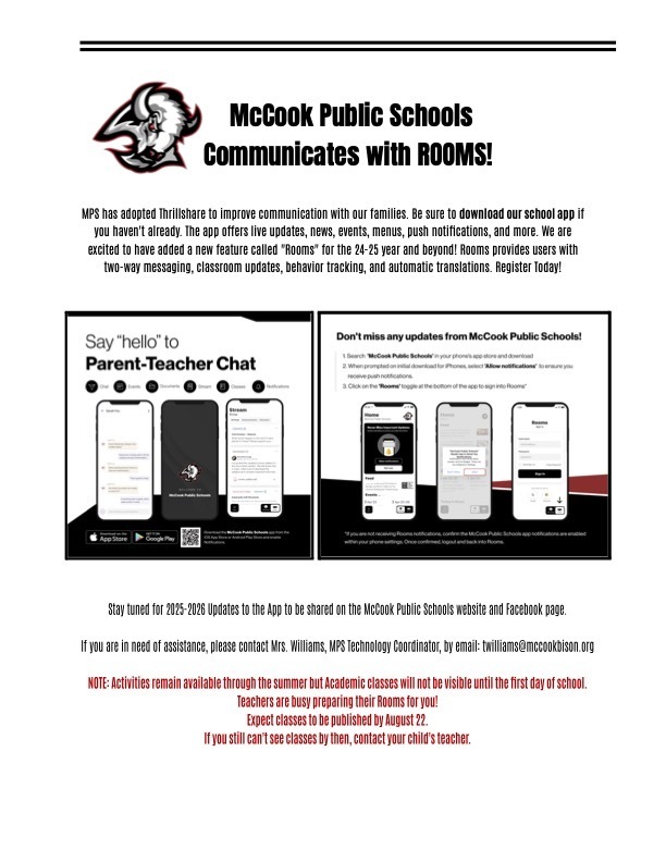 Instructions for downloading the McCook Public Schools app