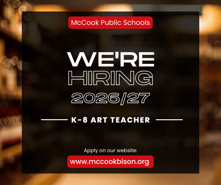 We're hiring for the 26/27 school year! Apply on our website: www.mccookbison.org