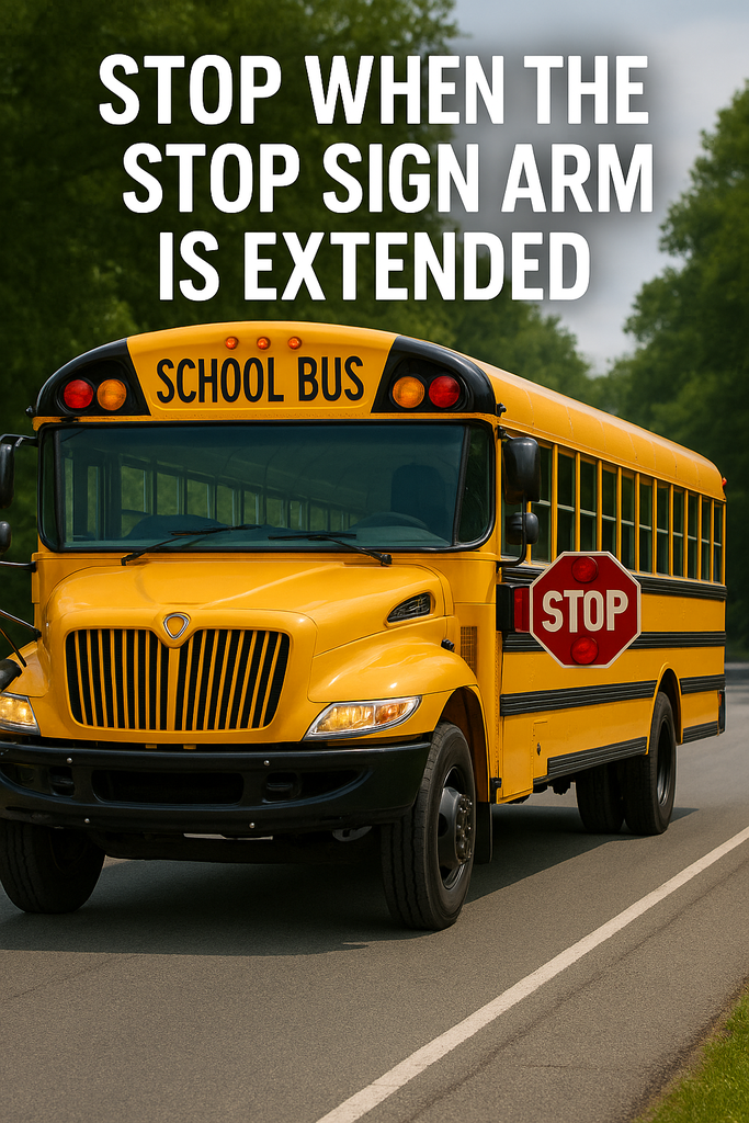 STOP when the school bus stop sign is extended.