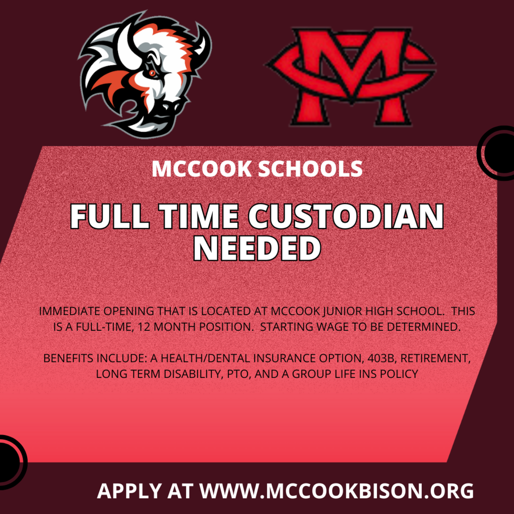 We have an immediate opening for a Custodian. Applications can be found here: https://drive.google.com/file/d/1KojE014qNyq32bgpglUKAv0eBy_0phl7/view