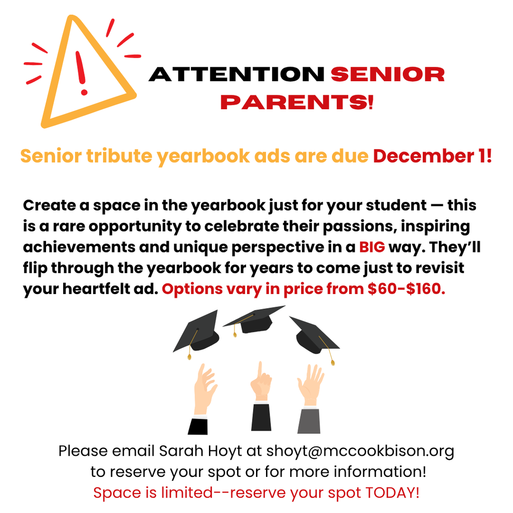 Senior Parents  - the December 1st deadline is approaching fast!