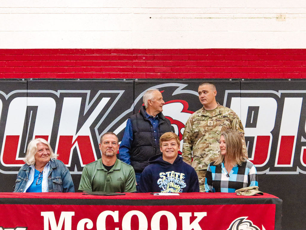 McCook Public Schools Military Signing Day 4.30.26  Travis Merchant: Nebraska National Guard Blake Rodewald: Army ROTC Brecken Gale: Nebraska National Guard Peyton Cock: Nebraska National Guard Simon Garcia: Nebraska National Guard Kayden Smith: Nebraska National Guard