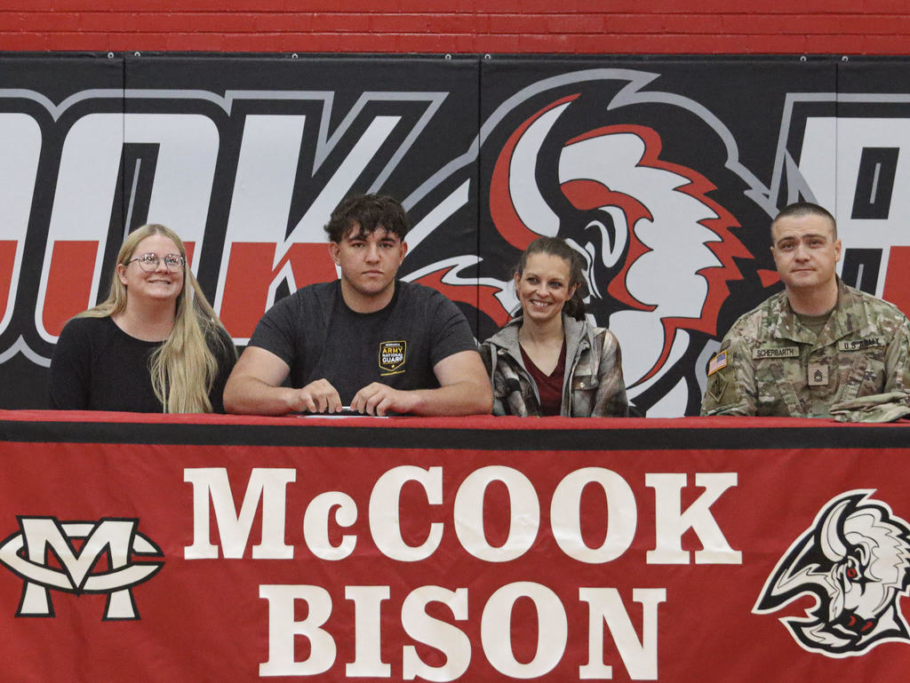 McCook Public Schools Military Signing Day 4.30.26  Travis Merchant: Nebraska National Guard Blake Rodewald: Army ROTC Brecken Gale: Nebraska National Guard Peyton Cock: Nebraska National Guard Simon Garcia: Nebraska National Guard Kayden Smith: Nebraska National Guard