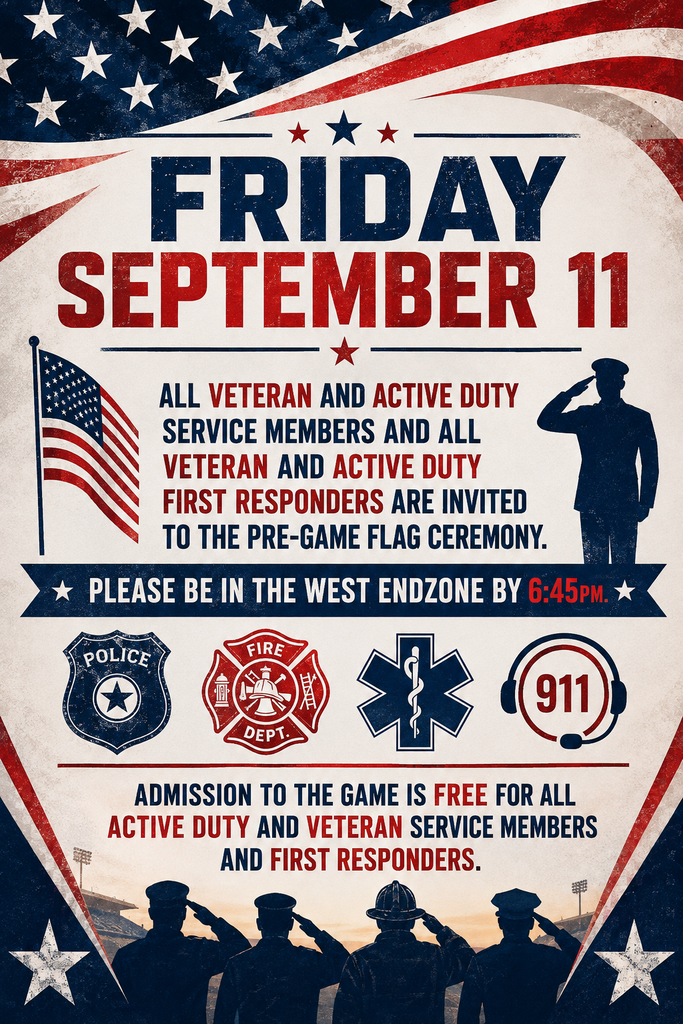 Active Duty and Veterans are invited to our Pre-Game Flag Ceremony!