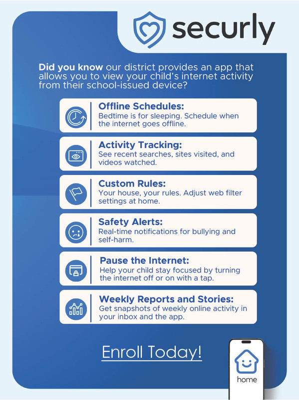 Flyer that lists all the features of Securly Home for Parents