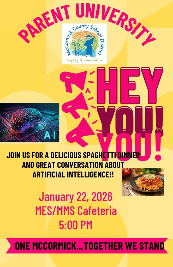 Parent University- January 22nd at 5 pm