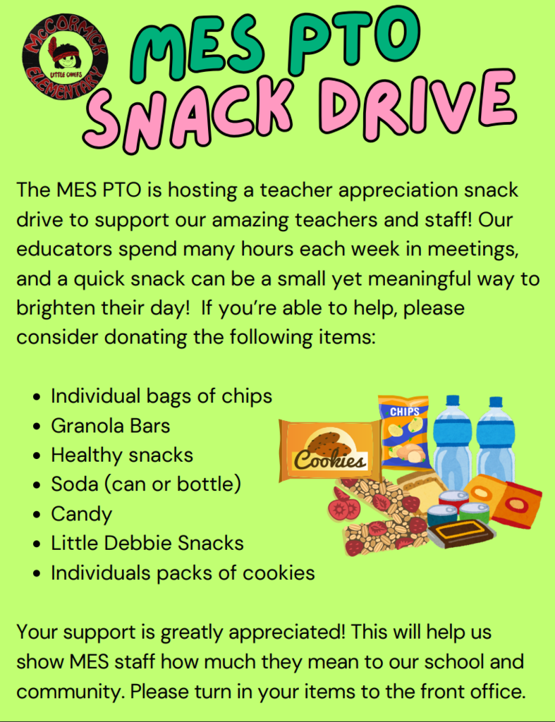 MES PTO Snack Drive!!