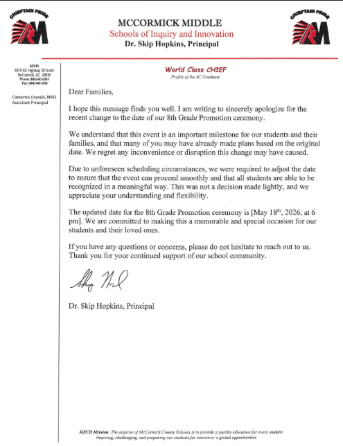 8th Grade Promotion Letter Update